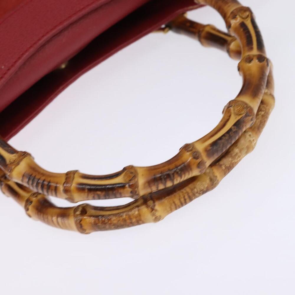 GUCCI Bamboo Hand Bag Leather Suede Red Gold 002 0260 2615 Auth 148239 - Picture 7 of 16